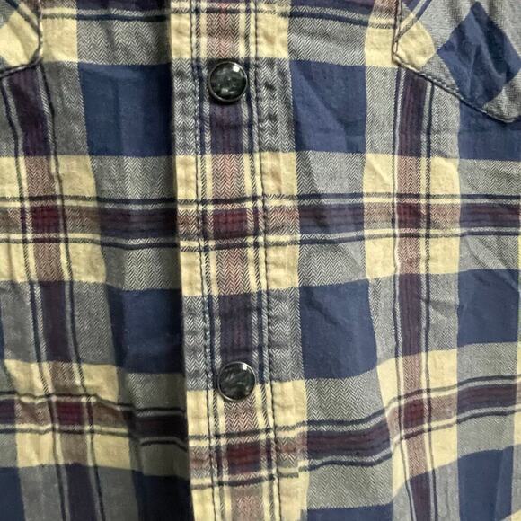 Guess Mens XL Plaid Black Pearl Snap Long Sleeve Western Style Shirt Embroidered - Picture 3 of 8